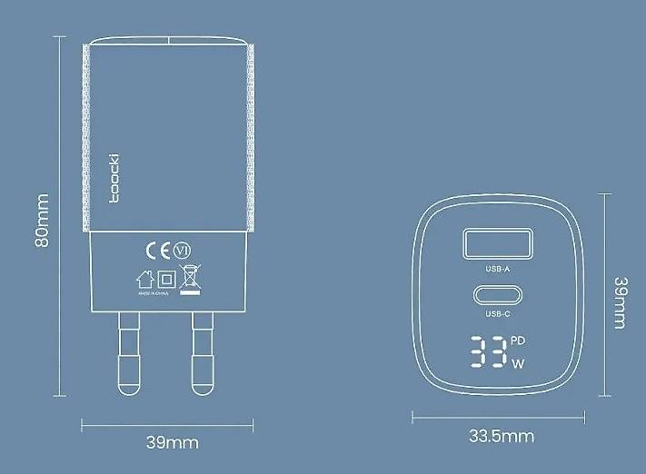 Toocki 33 Watt USB Lader mit GaN & Super Fast Charge