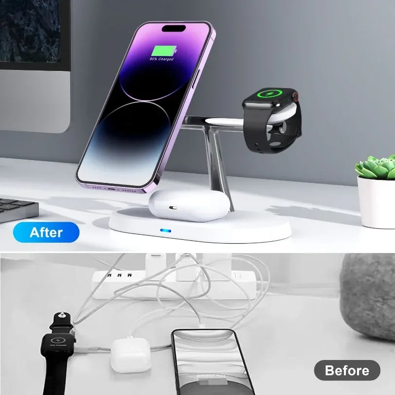 30W Magnetic Wireless Charger Station für Magsafe iPhone 16 15 14 13 12 Apple Watch 8 7 6 Airpods Pro Fast Charging Station
