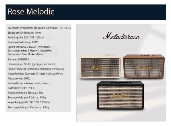 -Melodicrose 2- 130 Watt Vintage Verstärker mit 20.000mAh Akku für unterwegs