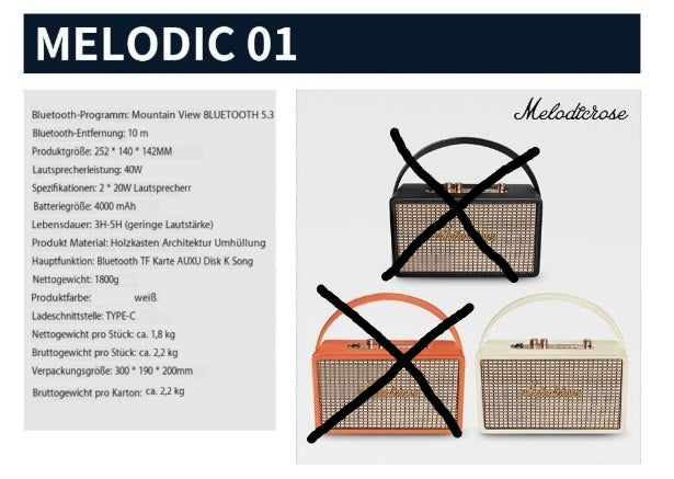 -Melodicrose - 40 Watt Vintage Verstärker mit 4000mAh Akku für unterwegs