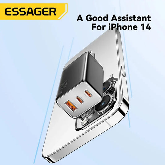 Essager 67W GaN USB Type C Charger For Laptop 45W 25W PD QC 3.0 Fast Charge For Macbook Xiaomi Samsung Iphone14 13 Phone Chagers